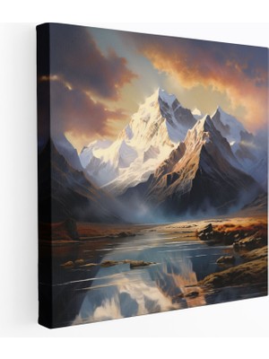 Popcas Klasik Büyüleyici Dağ Manzarası Kanvas Tablo - Klasik Büyüleyici Dağ Silsilesi Nefes Kesen Manzara Duvar Sanatı