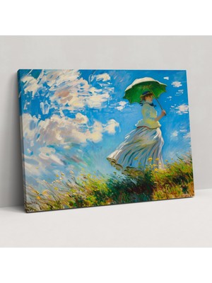 Popcas Claude Monet Şemsiyeli Kadın Duvar Dekorasyonu - Kanvas Tablo Sanatı Duvar Dekorasyonu