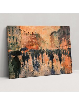 Popcas Şehir Manzaralı Canlı Sokaklar Duvar Sanatı - Kanvas Tablo Claude Monet Duvar Dekoru