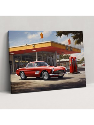 Popcas Vintage Ferrari Kanvas Tablo - Ferrari Kanvas Duvar Sanatı Duvar Sanatı Ev Dekorasyonu
