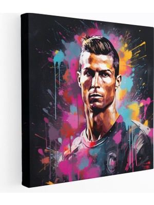 Popcas Cristiano Ronaldo Kanvas Tablo - Ev Dekorasyonu Graffiti Tarzı Sanat Eseri