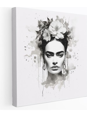 Popcas Frida Kahlo Minimalist Kanvas Tablo - Frida Kahlo Duvar Dekorasyonu Eskiz