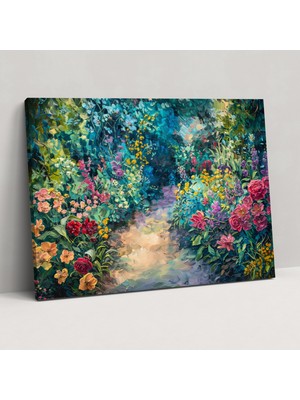 Popcas Claude Monet Kanvas Tablo - Canlı Çiçek Bahçesi Duvar Süsü - Ev Dekorasyonu Kanvas Duvar Sanatı