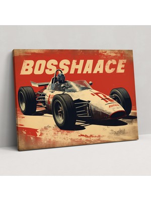 Popcas Formula 1 Tabela Dekorasyonu - Eskimiş Dokular Retro Reklam Kanvas Duvar Sanatı