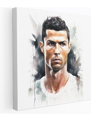 Popcas Cristiano Ronaldo Duvar Sanatı - Suluboya Portre - Karizmatik Ifade Suluboya Portre Duvar Sanatı