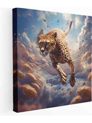 Popcas Leopar Kanvas Tablo - Sürrealist Duvar Sanatı - Duvar Dekorasyonu