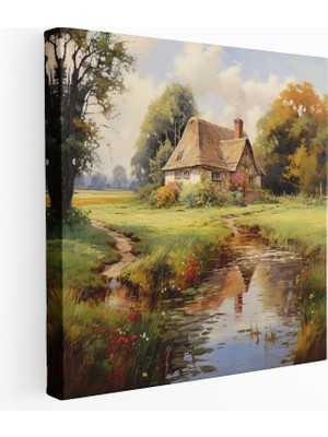 Popcas Klasik Kanvas Tablo - Huzurlu Kır Evi - Klasik Kanvas Tablo Kanvas Duvar Sanatı Vintage