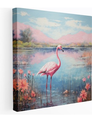 Popcas Izlenimci Flamingo Kanvas Tablosu - Flamingo Izlenimci Resim Sakin Manzara