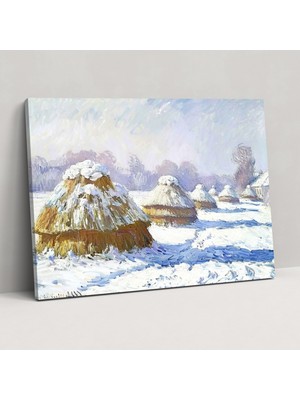 Popcas Claude Monet Karlar Içindeki Samanlık Duvar Dekorasyonu - Kanvas Tablo Claude Monet