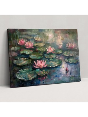 Popcas Claude Monet Nilüferler Kanvas Tablo - Duvar Dekorasyonu Sanat Tablo Modern Sanat