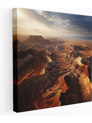 Popcas Çöl Manzara Kanvas Tablo - Kuşbakışı Duvar Sanatı - Çöl Duvar Dekorasyonu Doğanın Mimarisi Masalar