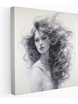 Popcas  Kadın Kanvas Tablo - Klasik Çizim Taslak Tuval