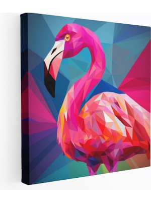 Popcas Flamingo Duvar Sanatı - Flamingo Cesur Çizgiler Geometrik Tasarım Kanvas Duvar Sanatı