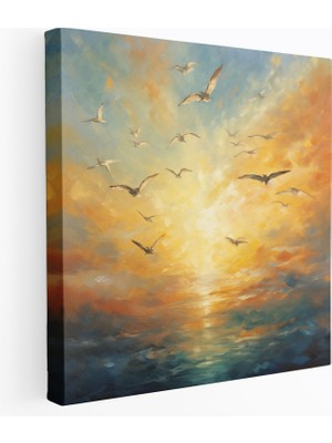 Popcas Kuş Tüyü Gökyüzü Kanvas Tablo - Duvar Dekorasyonu Kanvas Sanat Gökyüzü
