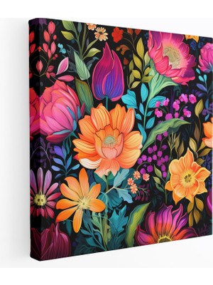 Popcas Eğlenceli Duvar Sanatı - Capcanlı Çiçekli Kanvas Tablo - Eğlenceli Kanvas Çiçekli Kanvas Tablo