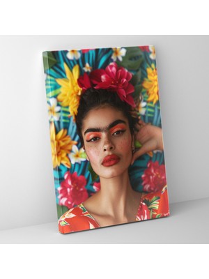 Popcas Frida Kahlo Tarzı Duvar Sanatı - Kanvas Tablo Duvar Dekorasyonu