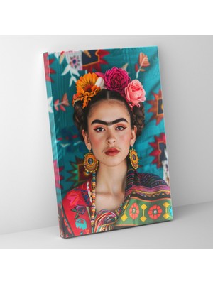 Popcas Frida Kahlo Tarzı Duvar Sanatı - Duvar Dekorasyonu Kanvas Tablo