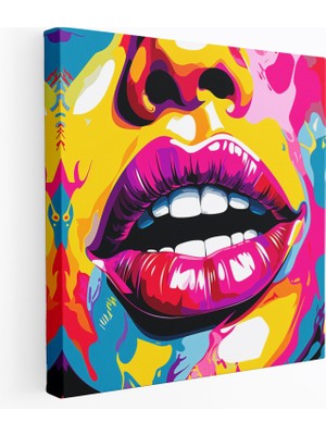 Popcas Canlı Öpücük Duvar Sanatı - Öpücük Kanvas Tablo Duvar Dekorasyonu Pop Sanat