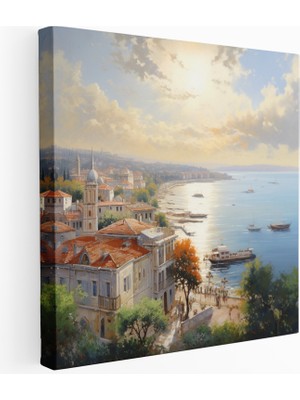 Popcas Istanbul Boğazı'nın Panoramik Kanvas Tablosu