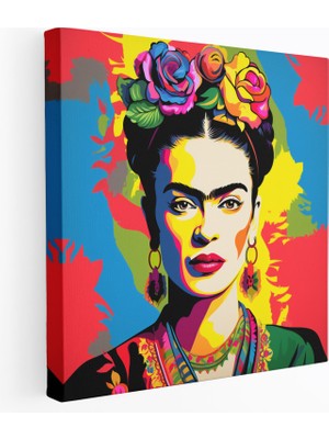 Popcas Pop Art Frida Kahlo Kanvas Tablo - Frida Kahlo Duvar Dekorasyonu Kişilik