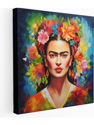 Popcas Frida Kahlo Kanvas Tablosu - Ev Dekorasyonu Renkli Duvar Sanatı