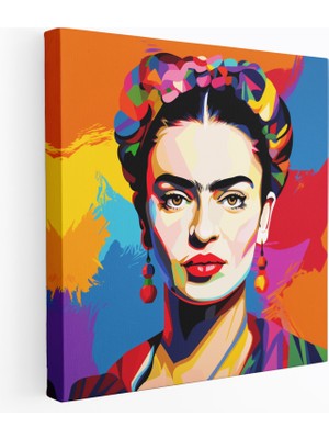 Popcas Frida Kahlo Kanvas Tablo - Retro Esintilerle Duvar Dekorasyonu