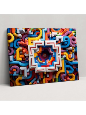 Popcas LEGO Geometrik Duvar Sanatı - Soyut LEGO Tuğlaları Kanvas Tablo - LEGO Duvar Dekorasyonu Yüksek Kaliteli Kanvas Tablo LEGO Geometrik Duvar Sanatı