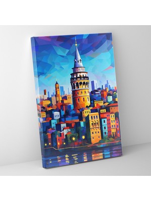 Popcas Galata Kulesi Duvar Dekorasyonu - Geometrik Soyut Sanat Cesur Şekiller Duvar Sanatı