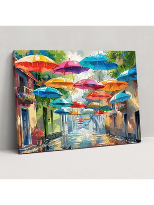 Popcas Leonid Afremov Şemsiye Sokağı Kanvas Tablo - Duvar Sanatı Duvar Dekorasyonu