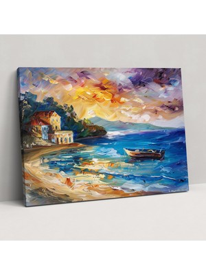 Popcas Leonid Afremov Resimli Kanvas Tablo Deniz Manzarası Duvar Sanatı - Duvar Dekorasyonu