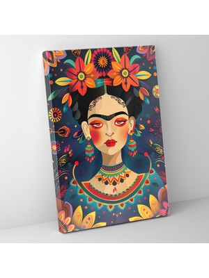 Popcas Frida Kahlo Tarzı Kanvas Tablo - Duvar Dekorasyonu Tuval Duvar Sanatı
