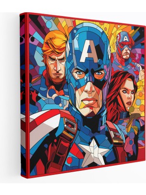 Popcas Marvel Temalı Duvar Dekorasyonu - Pop Sanat Esintili Kanvas Tablo - Canlı Renkler Marvel