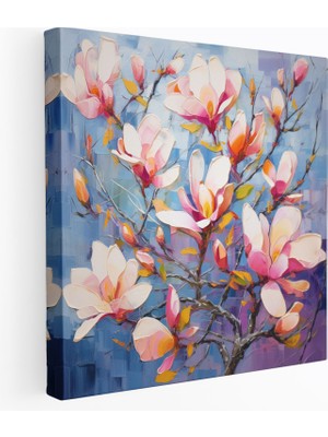 Popcas Magnolia Kanvas Tablo: Soyut Yağlı Boya - Magnolia Kanvas Canlı Çiçekler