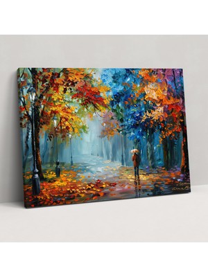 Popcas Leonid Afremov Sonbahar Manzara Duvar Sanatı - Kanvas Tablo Ev Dekorasyonu