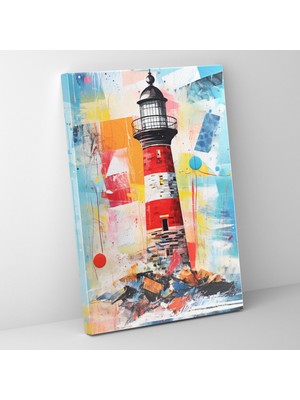 Popcas Fener Tuval Tablosu - Fener Soyut Karışık Medya Sanat Eseri Tuval Duvar Sanatı Rehberlik