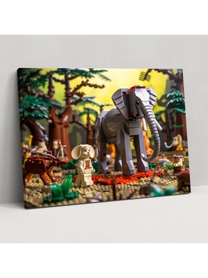 Popcas LEGO Safari Keşif Duvar Dekorasyonu - Kanvas Tablo LEGO Duvar Sanatı Ev Dekorasyonu