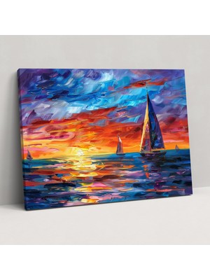 Popcas Leonid Afremov Yelkenliler Kanvas Tablo - Duvar Dekorasyonu