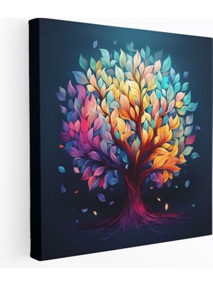 Popcas Yapraklar Tablo Baskı - Masalsı Yapraklar Ağacı Duvar Sanatı - Yapraklar Kanvas Kanvas Baskı Dijital Illüstrasyon