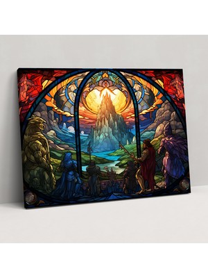 Popcas Ortaçağ Kanvas Tablo: Vitray Pencere Tarzı Duvar Sanatı - Ortaçağ Kanvas Duvar Sanatı Ortaçağ Kaleleri