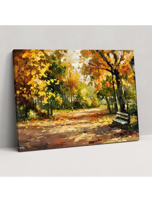 Popcas Leonid Afremov Duvar Sanatı - Huzurlu Park Sonbahar Kanvas Tablo - Duvar Dekorasyonu Duvar Sanatı Leonid Afremov