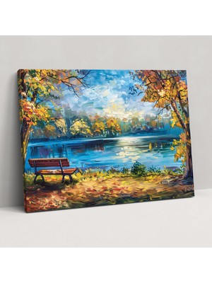 Popcas Leonid Afremov'un Huzurlu Göl Kenarı Kanvas Tablosu - Ev Dekorasyonu Duvar Sanatı