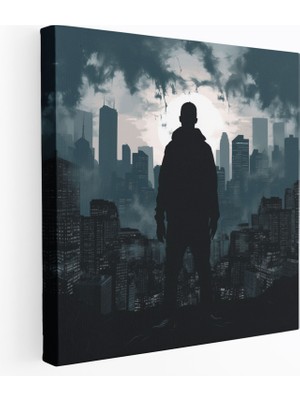 Popcas Eminem Şehir Manzaralı Kanvas Tablo - Şehir Manzaralı Duvar Sanatı - Eminem Şehir Stili Siluet Şehir Manzarası