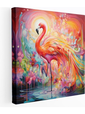 Popcas Renkli Soyut Duvar Sanatı - Flamingo Kanvas Tablo - Ev Dekorasyonu