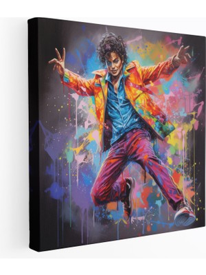 Popcas Micheal Jackson Grafiti Stili Duvar Sanatı - Dans Hareketleri Canlı Atmosfer - Kanvas Tablo