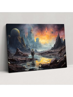 Popcas Sürreal Gezegenler Kanvas Tablo - Dünya Gezegenler Sürreal Manzaralar Dünya Dışı Harikalar