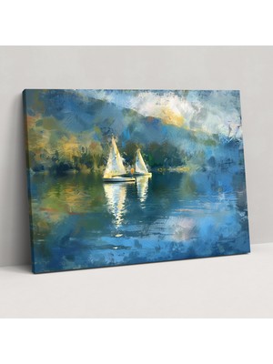 Popcas Gölde Yelkenli Tekne Duvar Dekorasyonu - Claude Monet Kanvas Tablo Sanatı Duvar Dekorasyonu
