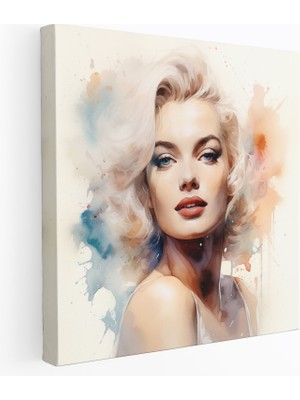Popcas Su Rengi Marilyn Monroe Kanvas Tablo - Ev Dekorasyonu Nazik Renk Yıkamaları Duvar Dekorasyonu