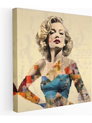 Popcas Marilyn Monroe Kanvas Tablo - Efsanevi Kolaj Duvar Sanatı - Marilyn Monroe Kolaj Eserler Kanvas Çok Yönlü Kişilik
