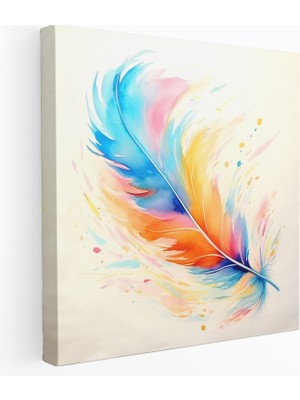 Popcas Tüy Kanvas Tablo - Canlı Suluboya Duvar Sanatı - Tüy Suluboya Resim Kanvas Duvar Dekorasyonu