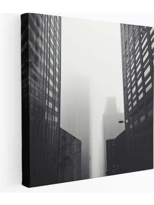 Popcas Gri Şehir Manzarası Kanvas Tablo - Duvar Dekorasyonu Sanat Şehir Yaşamı